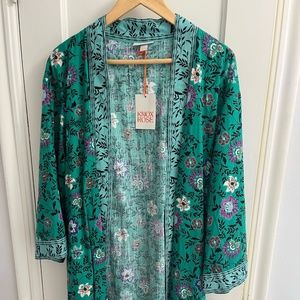 Beautiful Knox Rose Green Floral Print Kimono! NWT